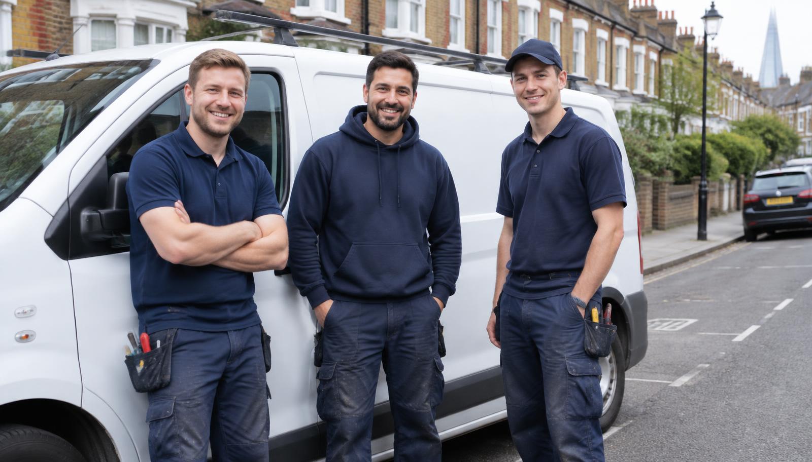 The OnCallTrades team beside their van